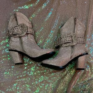 Dolls Kill Icy Sheriff Shine Western Cowboy Rhinestone Boots Size 8